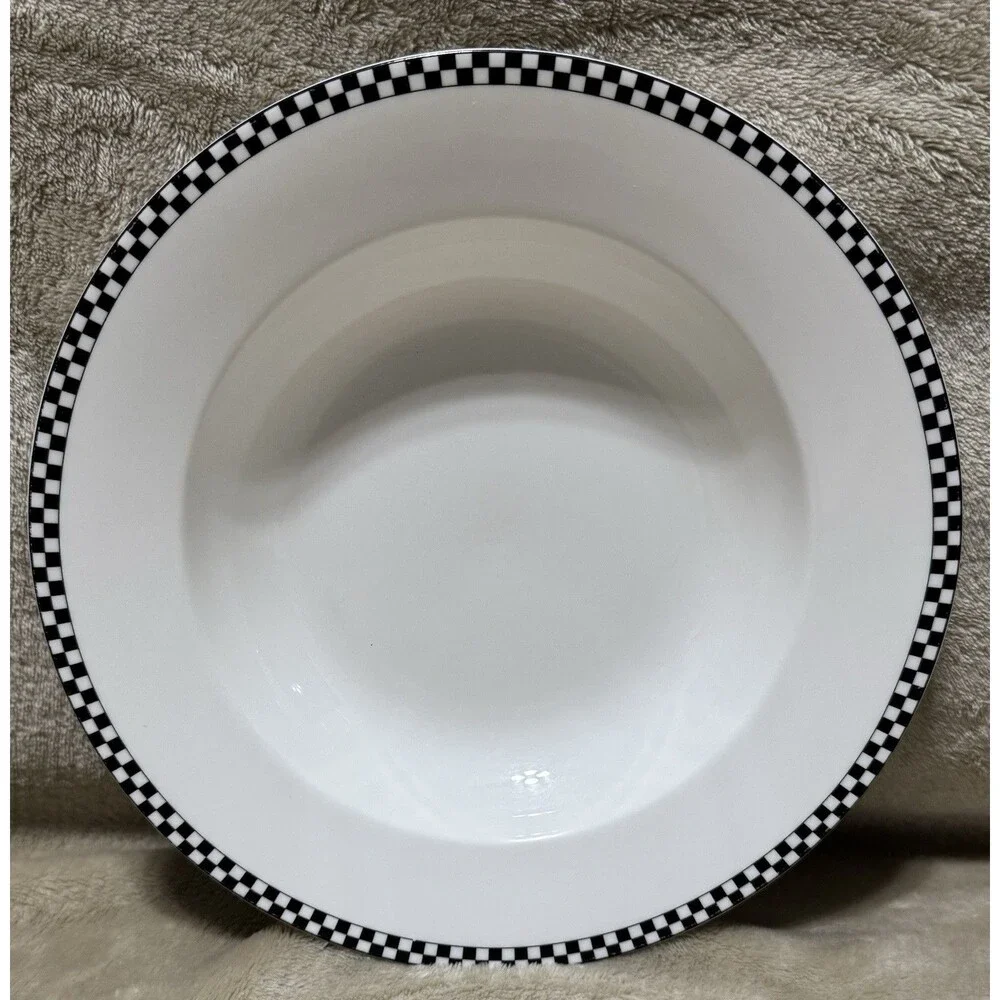 Mikasa Ultima + HK237 Vassar Black Large Rim Bowls Black White Checkered